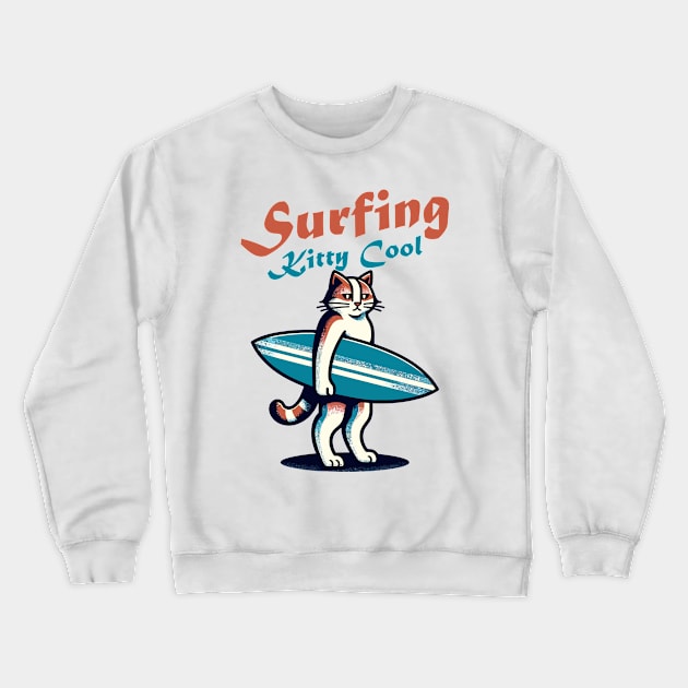 Surfing Cat Crewneck Sweatshirt by Art_Boys